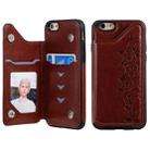 For iPhone 6 Six Cats Embossing Pattern Protective Case with Holder & Card Slots & Photo Frame(Brown) - 1