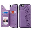 For iPhone 6 Plus Six Cats Embossing Pattern Protective Case with Holder & Card Slots & Photo Frame(Purple) - 1