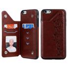 For iPhone 6 Plus Six Cats Embossing Pattern Protective Case with Holder & Card Slots & Photo Frame(Brown) - 1