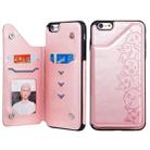 For iPhone 6 Plus Six Cats Embossing Pattern Protective Case with Holder & Card Slots & Photo Frame(Rose Gold) - 1