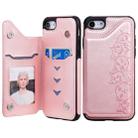 For iPhone 7 / 8 Six Cats Embossing Pattern Protective Case with Holder & Card Slots & Photo Frame(Rose Gold) - 1