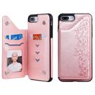 For iPhone 7 Plus / 8 Plus Six Cats Embossing Pattern Protective Case with Holder & Card Slots & Photo Frame(Rose Gold) - 1