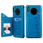 For Huawei Mate 30 Six Cats Embossing Pattern Protective Case with Holder & Card Slots & Photo Frame(Blue) - 1