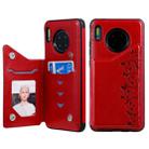 For Huawei Mate 30 Six Cats Embossing Pattern Protective Case with Holder & Card Slots & Photo Frame(Red) - 1