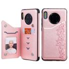 For Huawei Mate 30 Six Cats Embossing Pattern Protective Case with Holder & Card Slots & Photo Frame(Rose Gold) - 1