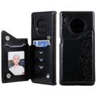 For Huawei Mate 30 Pro Six Cats Embossing Pattern Protective Case with Holder & Card Slots & Photo Frame(Black) - 1