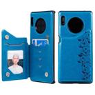 For Huawei Mate 30 Pro Six Cats Embossing Pattern Protective Case with Holder & Card Slots & Photo Frame(Blue) - 1