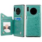 For Huawei Mate 30 Pro Six Cats Embossing Pattern Protective Case with Holder & Card Slots & Photo Frame(Green) - 1