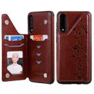 For Galaxy A50 Six Cats Embossing Pattern Protective Case with Holder & Card Slots & Photo Frame(Brown) - 1