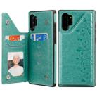 For Galaxy Note 10+ Six Cats Embossing Pattern Protective Case with Holder & Card Slots & Photo Frame(Green) - 1