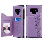 For Galaxy Note 9 Six Cats Embossing Pattern Protective Case with Holder & Card Slots & Photo Frame(Purple) - 1