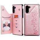 For Galaxy Note 10 Six Cats Embossing Pattern Protective Case with Holder & Card Slots & Photo Frame(Rose Gold) - 1