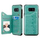 For Galaxy S8+ Six Cats Embossing Pattern Protective Case with Holder & Card Slots & Photo Frame(Green) - 1