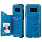 For Galaxy S8 Six Cats Embossing Pattern Protective Case with Holder & Card Slots & Photo Frame(Blue) - 1
