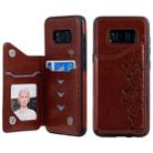 For Galaxy S8 Six Cats Embossing Pattern Protective Case with Holder & Card Slots & Photo Frame(Brown) - 1