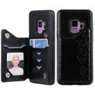 For Galaxy S9 Six Cats Embossing Pattern Protective Case with Holder & Card Slots & Photo Frame(Black) - 1