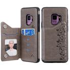For Galaxy S9 Six Cats Embossing Pattern Protective Case with Holder & Card Slots & Photo Frame(Grey) - 1