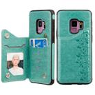 For Galaxy S9 Six Cats Embossing Pattern Protective Case with Holder & Card Slots & Photo Frame(Green) - 1