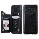 For Galaxy S10+ Six Cats Embossing Pattern Protective Case with Holder & Card Slots & Photo Frame(Black) - 1