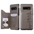 For Galaxy S10+ Six Cats Embossing Pattern Protective Case with Holder & Card Slots & Photo Frame(Grey) - 1