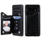 For Galaxy S10 Six Cats Embossing Pattern Protective Case with Holder & Card Slots & Photo Frame(Black) - 1