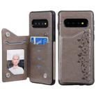 For Galaxy S10 Six Cats Embossing Pattern Protective Case with Holder & Card Slots & Photo Frame(Grey) - 1