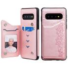 For Galaxy S10 Six Cats Embossing Pattern Protective Case with Holder & Card Slots & Photo Frame(Rose Gold) - 1