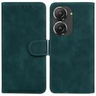For Asus Zenfone 9 Skin Feel Pure Color Flip Leather Phone Case(Green) - 1