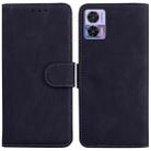 For Motorola Edge 30 Neo / Edge 30 Lite Skin Feel Pure Color Flip Leather Phone Case(Black) - 1