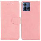 For Motorola Moto S30 Pro 5G / Edge 30 Fusion Skin Feel Pure Color Flip Leather Phone Case(Pink) - 1