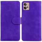 For Motorola Moto G32 Skin Feel Pure Color Flip Leather Phone Case(Purple) - 1