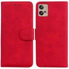 For Motorola Moto G32 Skin Feel Pure Color Flip Leather Phone Case(Red) - 1