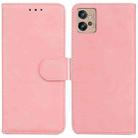 For Motorola Moto G32 Skin Feel Pure Color Flip Leather Phone Case(Pink) - 1