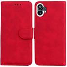 For Nothing Phone 1 Skin Feel Pure Color Flip Leather Phone Case(Red) - 1