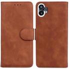 For Nothing Phone 1 Skin Feel Pure Color Flip Leather Phone Case(Brown) - 1