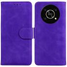 For Honor X9 / X9 5G Skin Feel Pure Color Flip Leather Phone Case(Purple) - 1