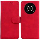 For Honor X9 / X9 5G Skin Feel Pure Color Flip Leather Phone Case(Red) - 1