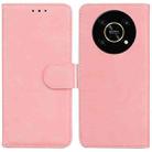 For Honor X9 / X9 5G Skin Feel Pure Color Flip Leather Phone Case(Pink) - 1