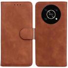For Honor X9 / X9 5G Skin Feel Pure Color Flip Leather Phone Case(Brown) - 1