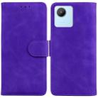 For Realme C30 Skin Feel Pure Color Flip Leather Phone Case(Purple) - 1