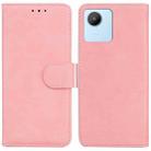 For Realme C30 Skin Feel Pure Color Flip Leather Phone Case(Pink) - 1