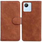 For Realme C30 Skin Feel Pure Color Flip Leather Phone Case(Brown) - 1