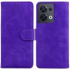 For OPPO Reno8 Skin Feel Pure Color Flip Leather Phone Case(Purple) - 1