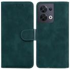 For OPPO Reno8 Skin Feel Pure Color Flip Leather Phone Case(Green) - 1