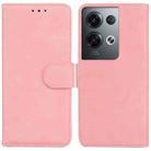 For OPPO Reno8 Pro Skin Feel Pure Color Flip Leather Phone Case(Pink) - 1