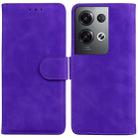 For OPPO Reno8 Pro+ Skin Feel Pure Color Flip Leather Phone Case(Purple) - 1