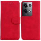 For OPPO Reno8 Pro+ Skin Feel Pure Color Flip Leather Phone Case(Red) - 1