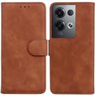 For OPPO Reno8 Pro+ Skin Feel Pure Color Flip Leather Phone Case(Brown) - 1