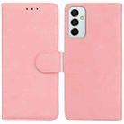 For Samsung Galaxy M13 4G Skin Feel Pure Color Flip Leather Phone Case(Pink) - 1
