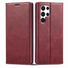For Samsung Galaxy S22 Ultra 5G LC.IMEEKE RFID Anti-theft Leather Phone Case(Red) - 1